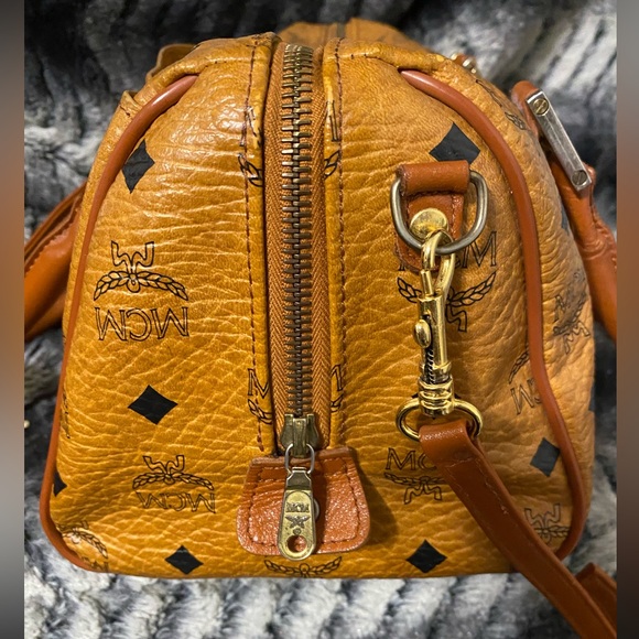 MCM Cognac Monogram Visetos Boston Bag with Crossbody Strap - Picture 5 of 16